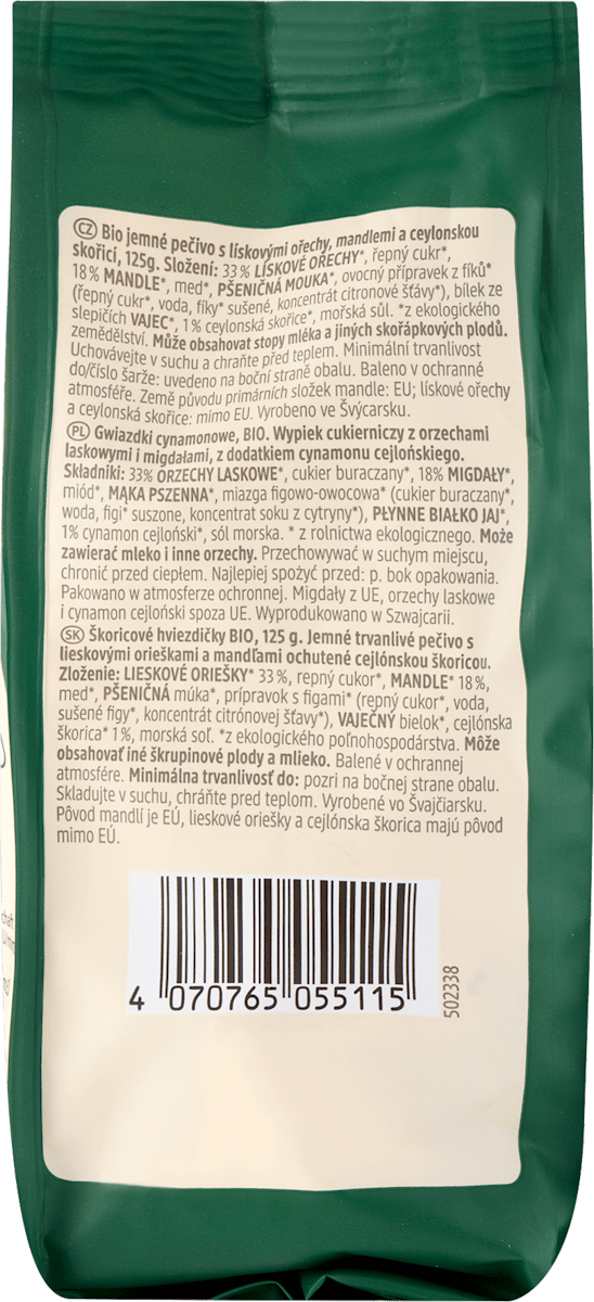dmBio Zimtsterne mit Haselnüssen & Mandeln, 125 g