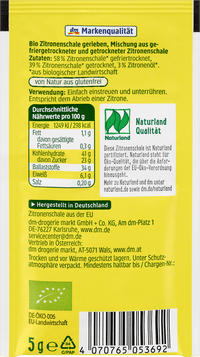 dmBio Zitronenschale gerieben 2 x 5 g, 10 g
