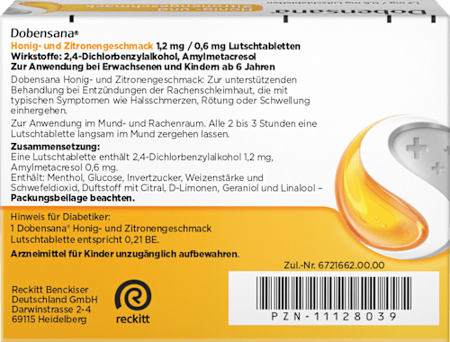 Honig- und Zitronengeschmack Lutschtabletten, 24 St