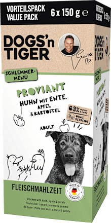 Nassfutter Hund mit Huhn, Ente, Apfel & Kartoffel, Proviant Multipack (6x150 g), 900 g