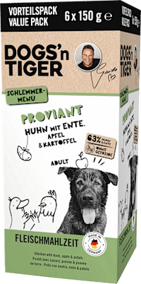 Nassfutter Hund mit Huhn, Ente, Apfel & Kartoffel, Proviant Multipack (6x150 g), 900 g