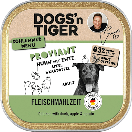 Nassfutter Hund mit Huhn, Ente, Apfel & Kartoffel, Proviant, 150 g