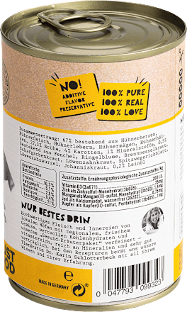 Nassfutter Hund mit Huhn & Karotte, Mahlzeit!, 400 g