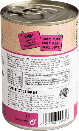 Nassfutter Hund mit Lamm, Abendbrot, 400 g