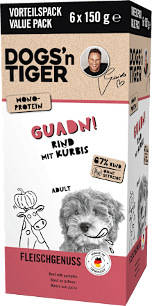 Nassfutter Hund mit Rind & Kürbis, Guadn! Multipack (6x150 g), 900 g