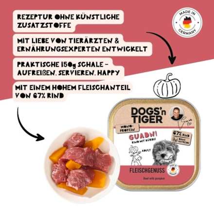 Nassfutter Hund mit Rind & Kürbis, Guadn!, 150 g