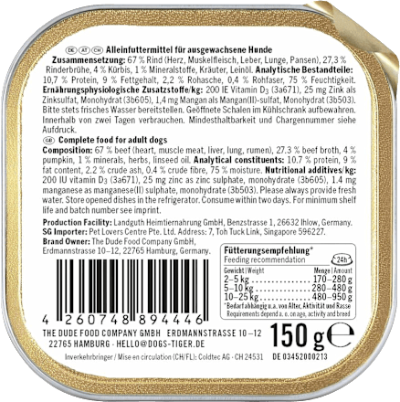 Nassfutter Hund mit Rind & Kürbis, Guadn!, 150 g