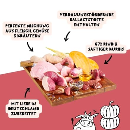 Nassfutter Hund mit Rind & Kürbis, Guadn!, 150 g