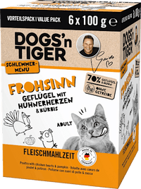 Nassfutter Katze Geflügel mit Herzen & Kürbis, Frohsinn Multipack (6x100 g), 600 g