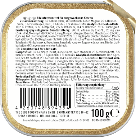 Nassfutter Katze Geflügel mit Herzen & Kürbis, Frohsinn Multipack (6x100 g), 600 g