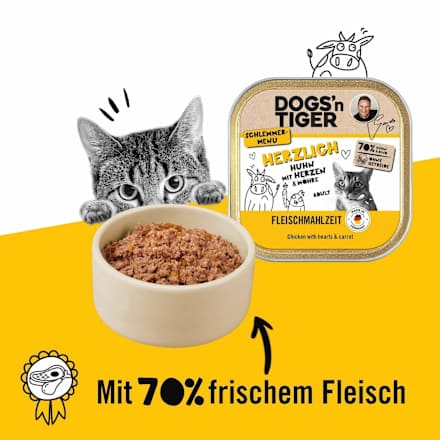 Nassfutter Katze, Huhn mit Herzen & Möhre, Herzlich, 100 g