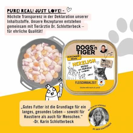 Nassfutter Katze, Huhn mit Herzen & Möhre, Herzlich, 100 g
