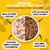 Nassfutter Katze, Huhn mit Herzen & Möhre, Herzlich, 100 g