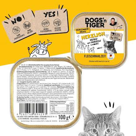 Nassfutter Katze, Huhn mit Möhre, Herzlich Multipack (6x100 g), 600 g