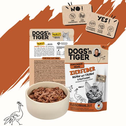 Nassfutter Katze mit Huhn, Fasan & Pastinake, Zierfeder, 85 g