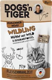 Nassfutter Katze mit Huhn, Wild & Süßkartoffel, Wildling, 85 g
