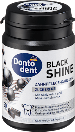 Kaugummi, Black Shine mit Aktivkohle, zuckerfrei, 50 St