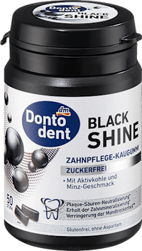 Kaugummi, Black Shine mit Aktivkohle, zuckerfrei, 50 St