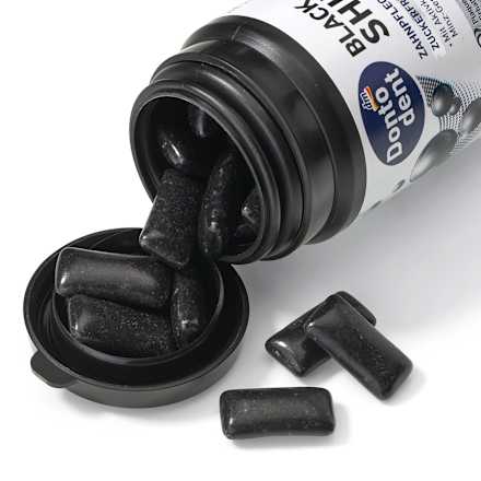 Kaugummi, Black Shine mit Aktivkohle, zuckerfrei, 50 St