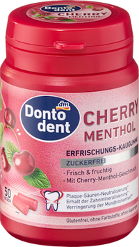 Kaugummi, Cherry Menthol, zuckerfrei, 50 St
