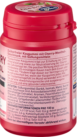 Kaugummi, Cherry Menthol, zuckerfrei, 50 St
