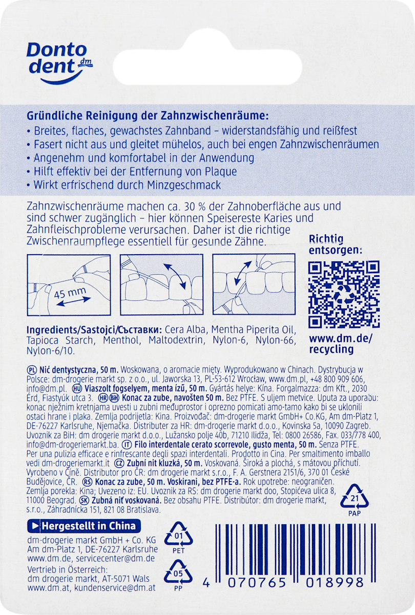 Dontodent Zahnband gewachst, 50 m