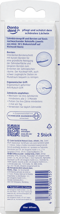 Dontodent Zahnbürste Natural Clean mittel, 2 St