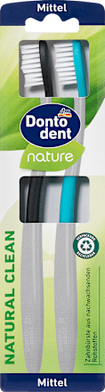 Tandenborstel natuur Natural Clean medium, 2 stuks