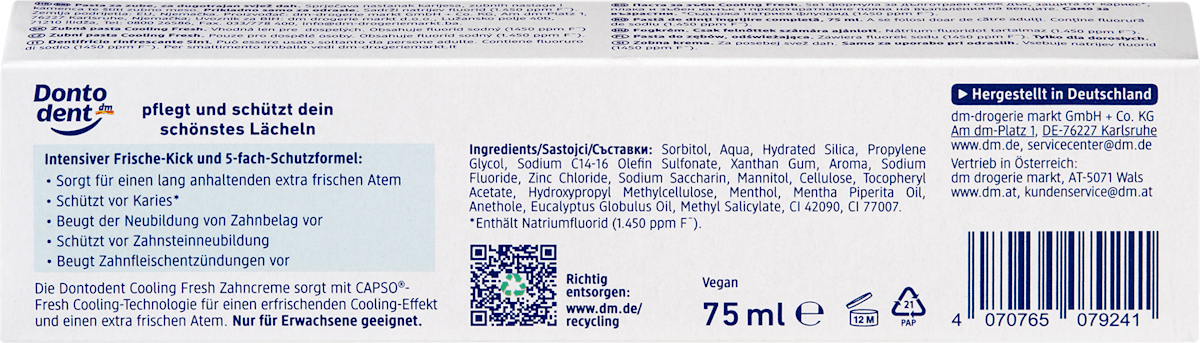 Dontodent Zahnpasta cooling fresh, 75 ml