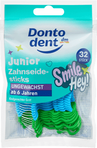 Zahnseidesticks Junior ab 6 Jahren, ungewachst, 32 St