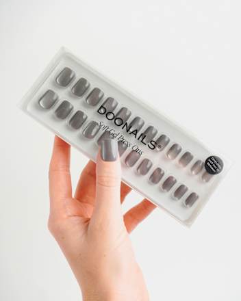 Künstliche Nägel, Soft Gel Press Ons Glass Grey, 30 St Doonails