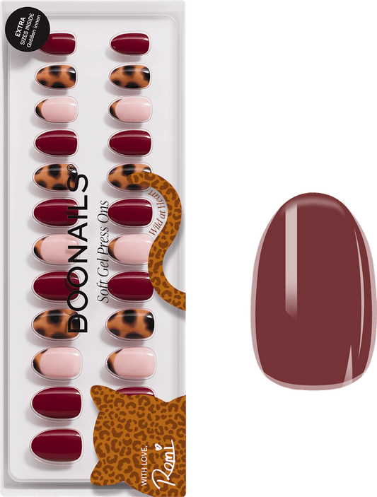 Doonails Faux ongles, Soft Gel Press Ons Leo Love courts et ronds, 30 pcs