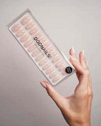 Künstliche Nägel, Soft Gel Press Ons Nude Marble Short Almond, 30 St