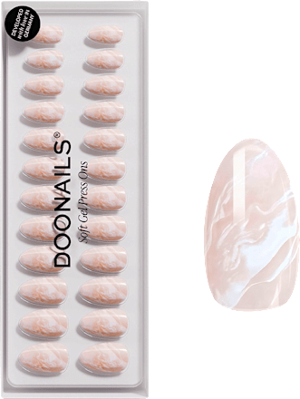 Künstliche Nägel, Soft Gel Press Ons Nude Marble Short Almond, 30 St
