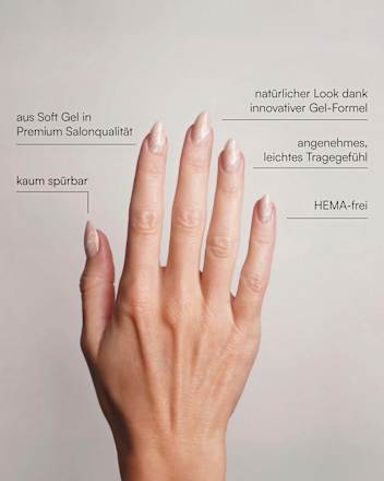 Künstliche Nägel, Soft Gel Press Ons Nude Marble Short Almond, 30 St