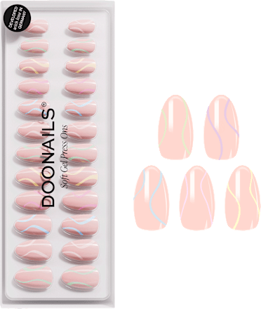 Künstliche Nägel, Soft Gel Press Ons Pastel Swirl Short Almond, 30 St