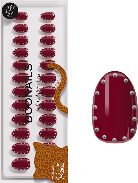 Doonails Faux ongles, Soft Gel Press Ons Rock It Red courts ronds, 30 pcs
