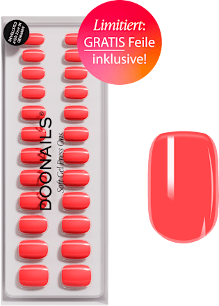 Künstliche Nägel, Soft Gel Press Ons Sunset Coral, 30 St Doonails