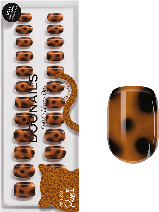 Doonails Faux ongles, Soft Gel Press Ons Wild Heart Extra Court Carré, 30 pcs