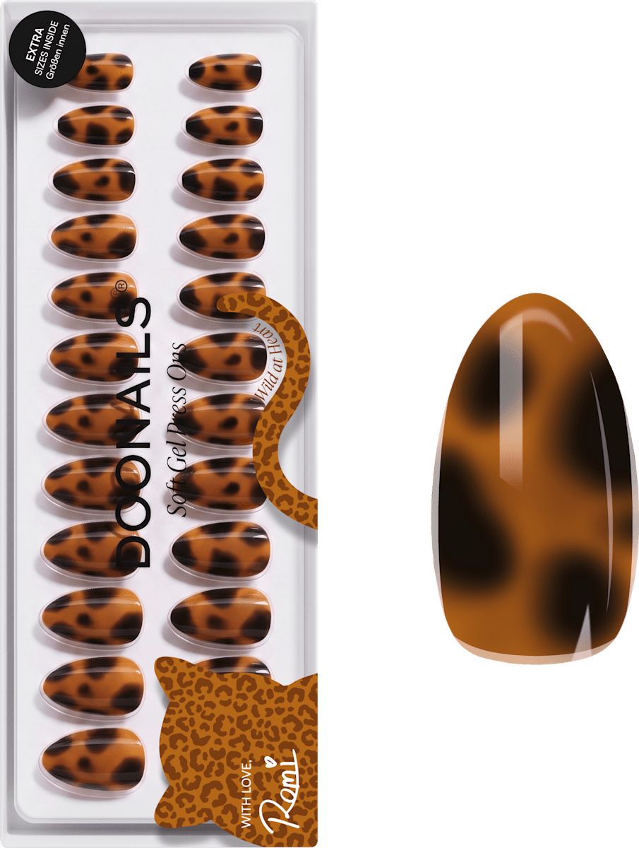 Doonails Künstliche Nägel, Soft Gel Press Ons Wild Heart Short Almond, 30 St