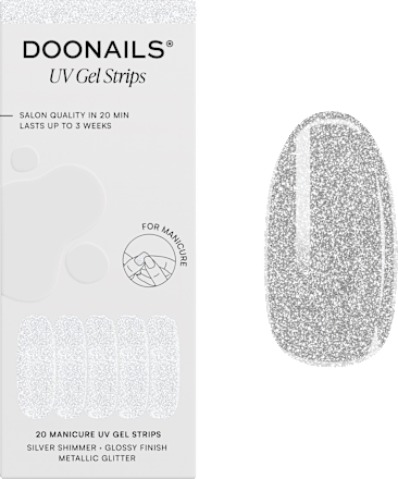 UV Gel Nagelfolien, Gel Strips Silver Shimmer, 20 St