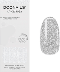 UV Gel Nagelfolien, Gel Strips Silver Shimmer, 20 St