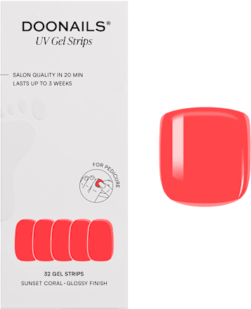 UV Gel Nagelfolien, Pediküre Gel Strips Sunset Coral, 20 St Doonails