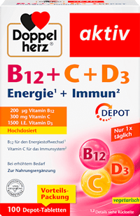 B12 + C + D3 Energie + Immuun tabletten 100 stuks, 110 g