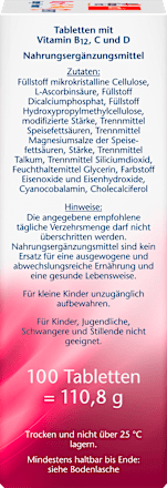 B12 + C + D3 Energie + Immuun tabletten 100 stuks, 110 g