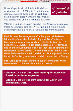 Cranberry +  Kürbis + Vitamin C + Selen Kapseln 30 St., 27,7 g