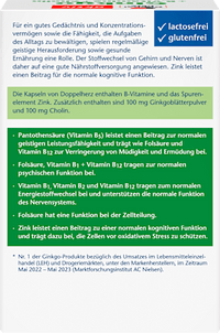 Ginkgo + B-Vitamine + Cholin Kapseln 40 St, 22,4 g
