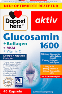 Glucosamin 1600 Kollagen MSM Vitamin C Kapseln 40 St, 45,2 g Doppelherz