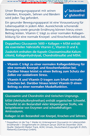 Glucosamin 1600 Kollagen MSM Vitamin C Kapseln 40 St, 45,2 g Doppelherz