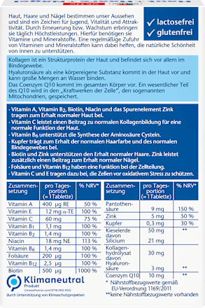 Haut + Haare + Nägel Tabletten (30 Stück), 19,9 g